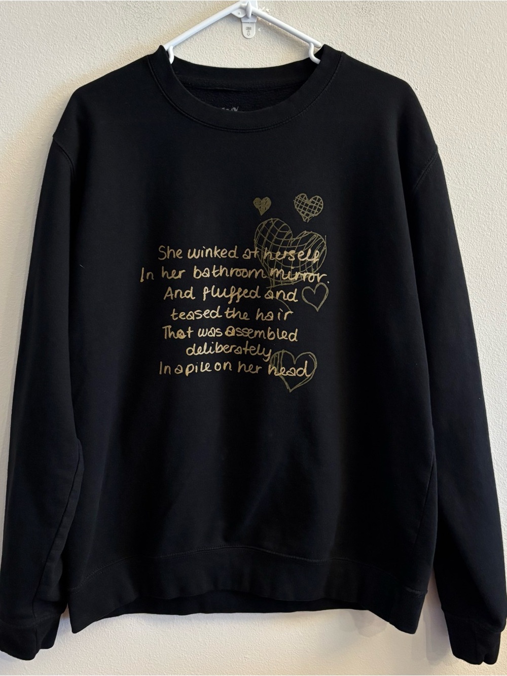 AMY WINEHOUSE BLACK POEM CREWNECK Sweatshirt Size Large